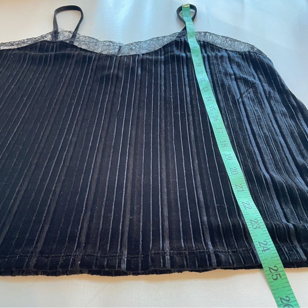 Andrea Jovine Velvet Lace Trim Cami Tank Top Women L Pleated Fairy Grunge Y2K - Picture 5 of 9